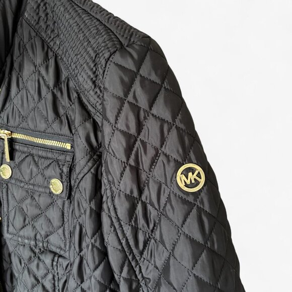 Michael Kors Quilted Black Jacket Womens Size Extra Small Preppy Winter Coat - Picture 5 of 16